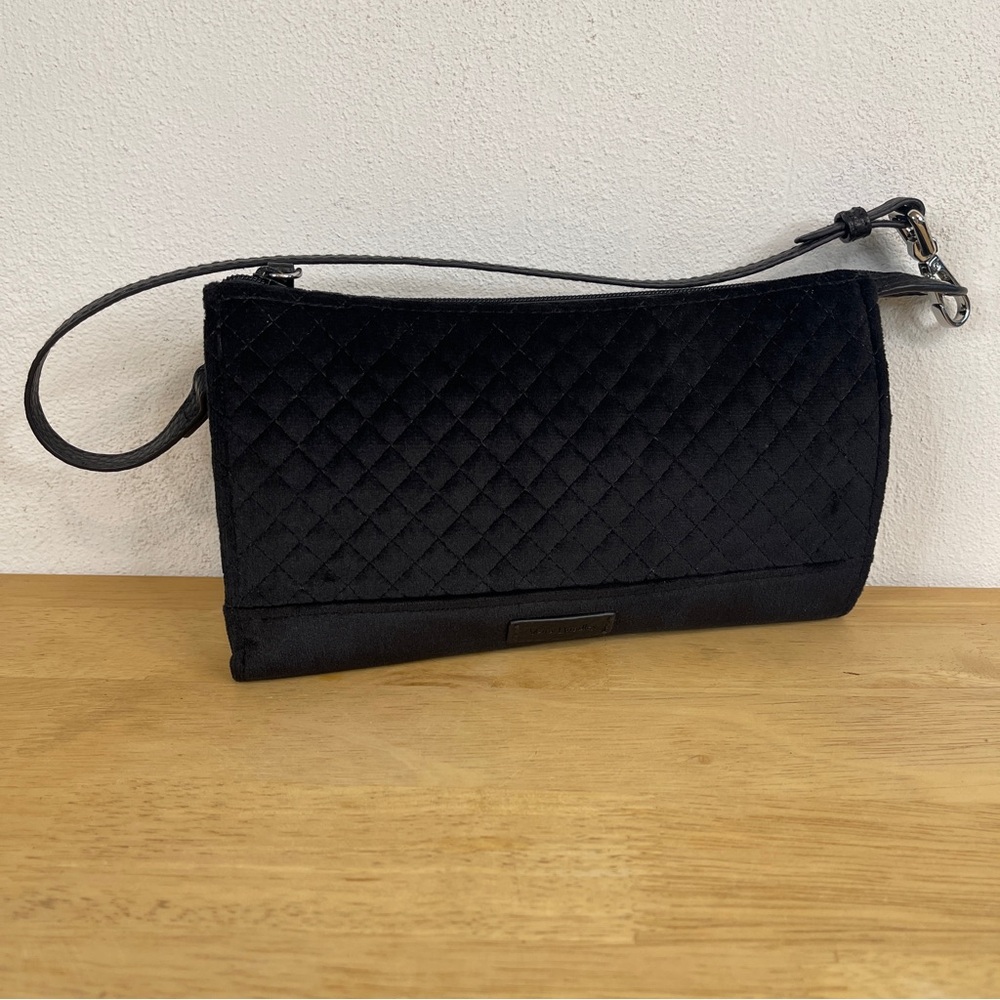 Vera Bradley Iconic RFID Quilted Black Velvet Slim Wristlet